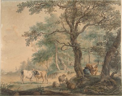 Landscape with Two Herdsmen and Their Cattle by Pieter van Os